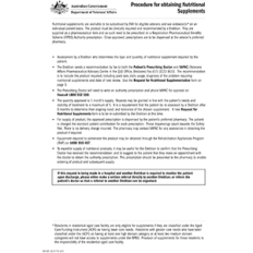 DVA REQUEST FOR NUTRITIONAL SUPPLEMENTS